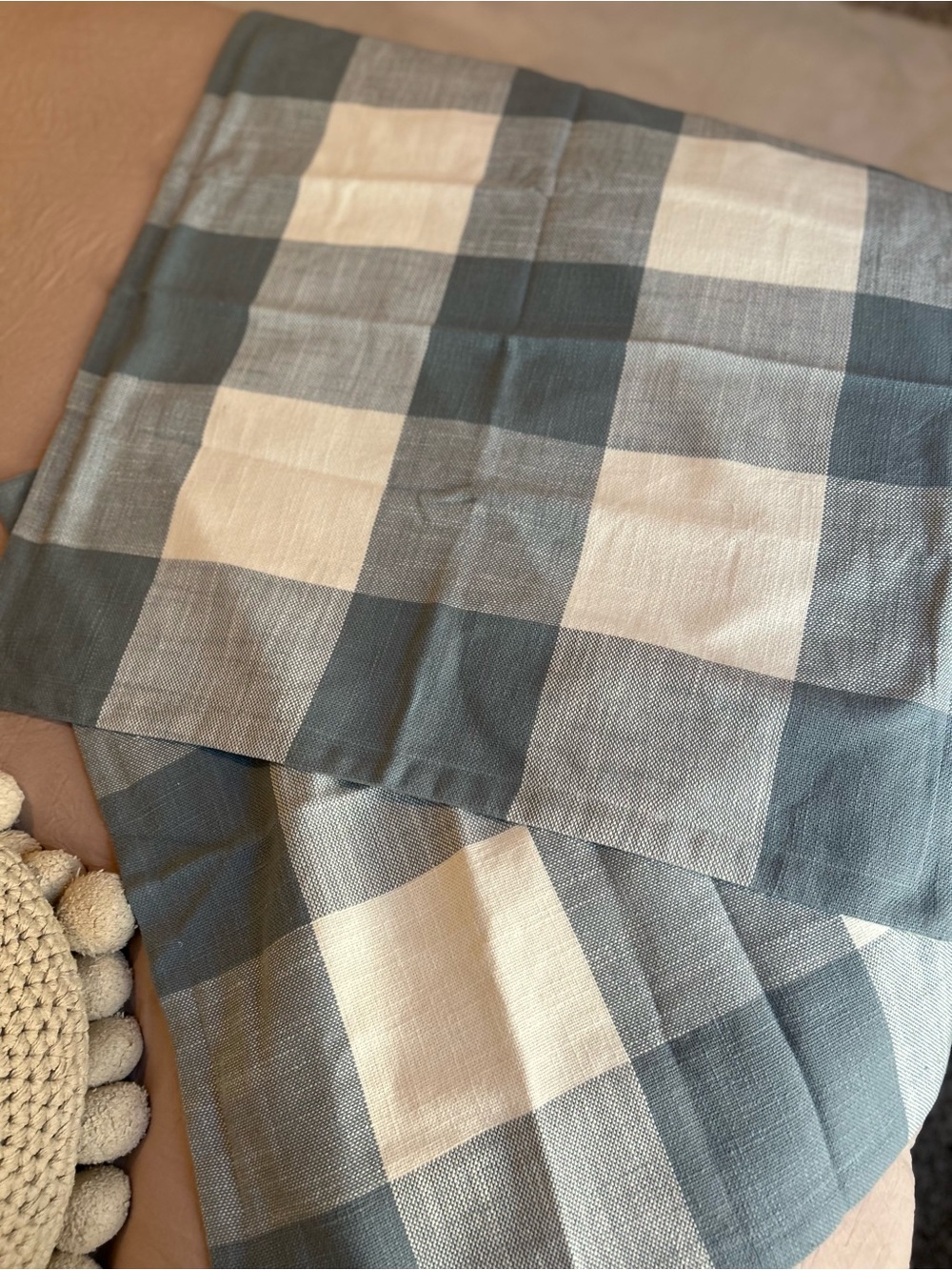 2 New Pottery Barn Bryce Buffalo Check Euro Shams in Chambray - Picture 4 of 9